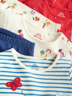 Discount Next Red/Blue/Cream Long Sleeve Top And Leggings Set 6 Piece (0mths-3yrs)