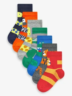 Outlet Next Red/Blue/Green Animal Cotton Rich Socks 7 Pack