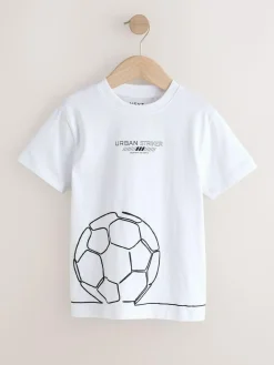 Discount Next Red/Blue/White Football Regular Fit Graphic Print Short Sleeve T-Shirts 3 Pack (3-16yrs)