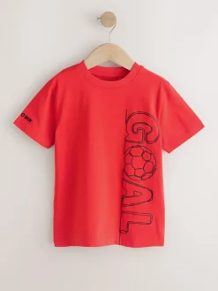 Discount Next Red/Blue/White Football Regular Fit Graphic Print Short Sleeve T-Shirts 3 Pack (3-16yrs)