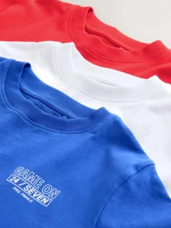 Discount Next Red/Blue/White Football Regular Fit Graphic Print Short Sleeve T-Shirts 3 Pack (3-16yrs)