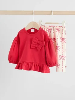 Sale Next Baby Bow Sweaters and Leggings Set 2 Piece (0mths-2yrs) Red/Cream