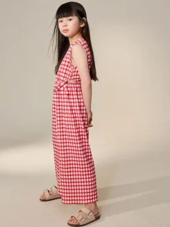 Sale Next Crinkle Jersey Jumpsuit (3-16yrs) Red/Ecru Gingham