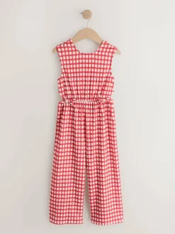 Sale Next Crinkle Jersey Jumpsuit (3-16yrs) Red/Ecru Gingham