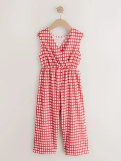 Sale Next Crinkle Jersey Jumpsuit (3-16yrs) Red/Ecru Gingham
