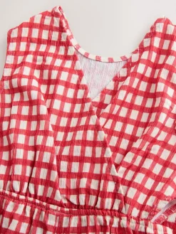 Sale Next Crinkle Jersey Jumpsuit (3-16yrs) Red/Ecru Gingham