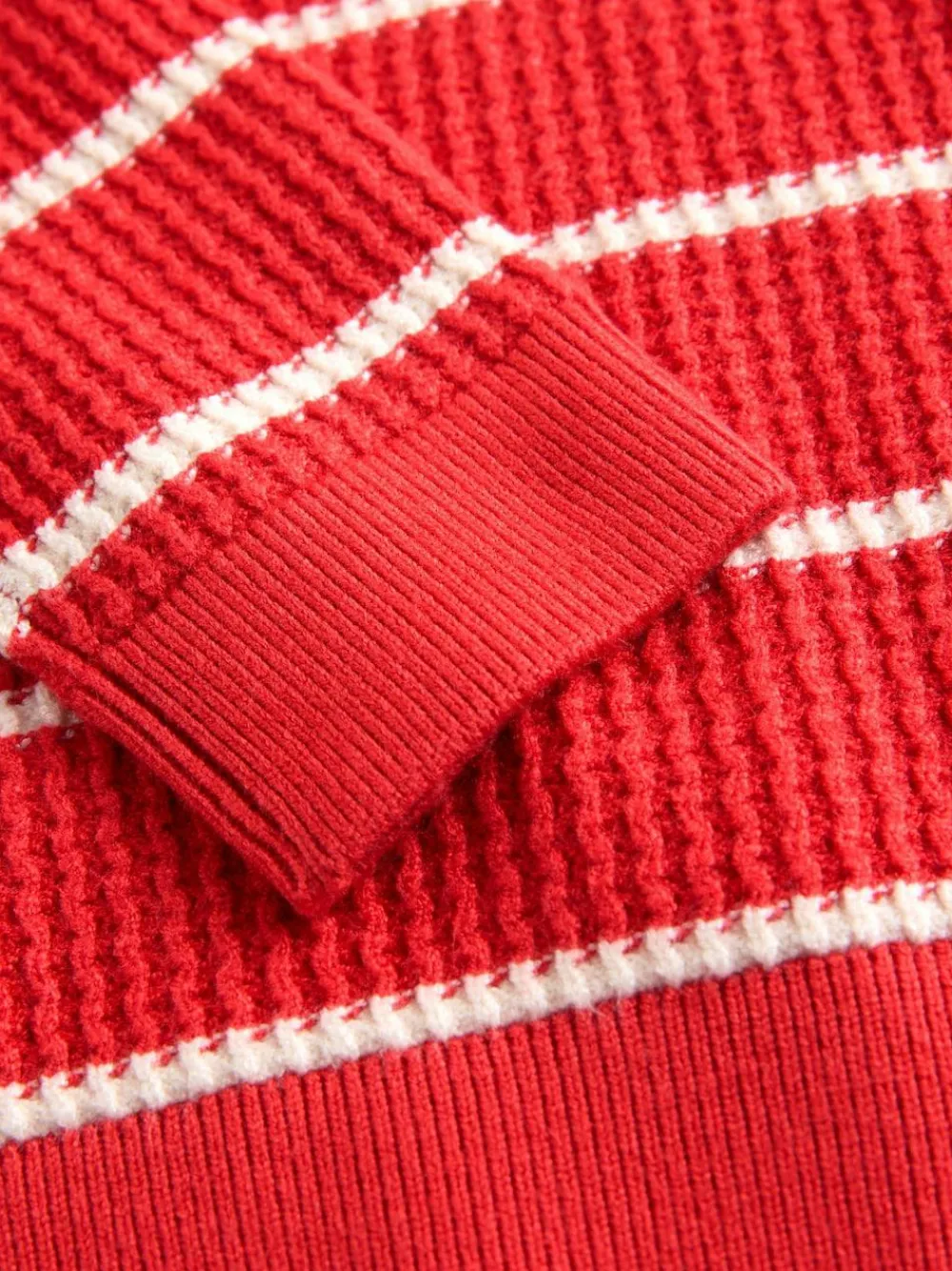Next Knitted Stripe Henley Jumper (3mths-7yrs) Red/Ecru