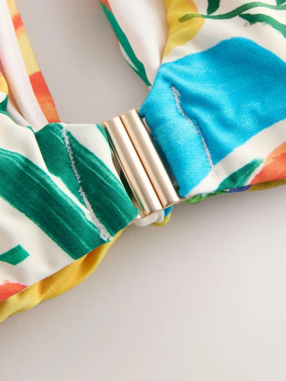 Sale Next DD+ Knot Front Plunge Bikini Top Red/Green Tropical