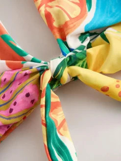 Sale Next DD+ Knot Front Plunge Bikini Top Red/Green Tropical