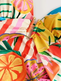 Best Next Utrim Tummy Control Plunge Swimsuit Red/Green Tropical