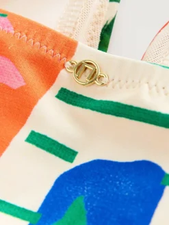 Best Next Utrim Tummy Control Plunge Swimsuit Red/Green Tropical