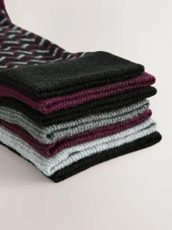 New Next Red/Grey 7 Pack Mens Cotton Rich Socks