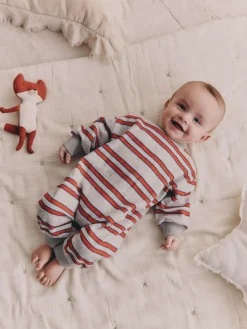 Clearance Next Red/Grey Stripe Baby Sweat Romper (0mths-3yrs)