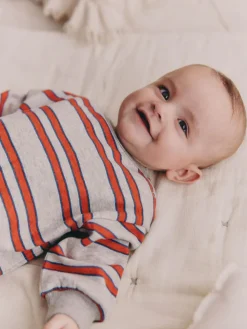 Clearance Next Red/Grey Stripe Baby Sweat Romper (0mths-3yrs)