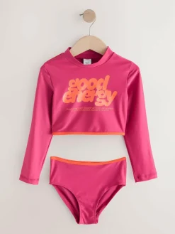Next Red/Orange Slogan Long Sleeve Bikini (3-16yrs)^ Swimwear
