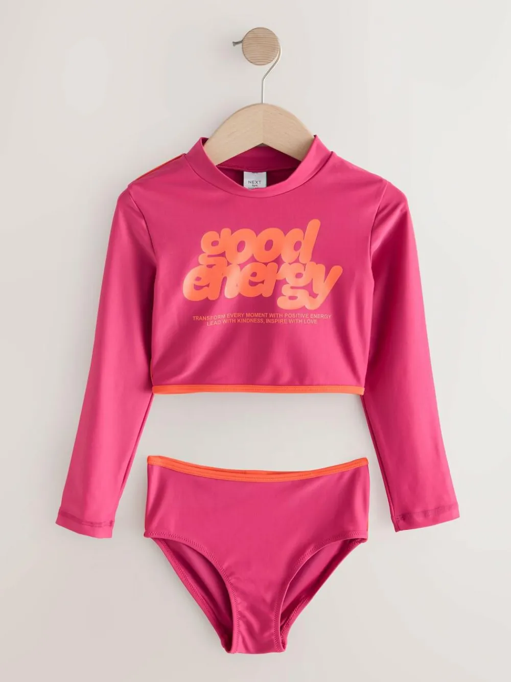 Next Red/Orange Slogan Long Sleeve Bikini (3-16yrs)^ Swimwear