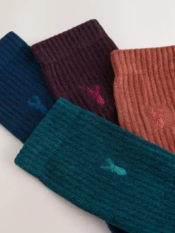 New Next Heavyweight Socks 4 Pack Red/Orange Twisted