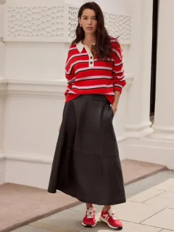 Next 100% Wool N.Premium Polo Jumper Red/Pink Stripe