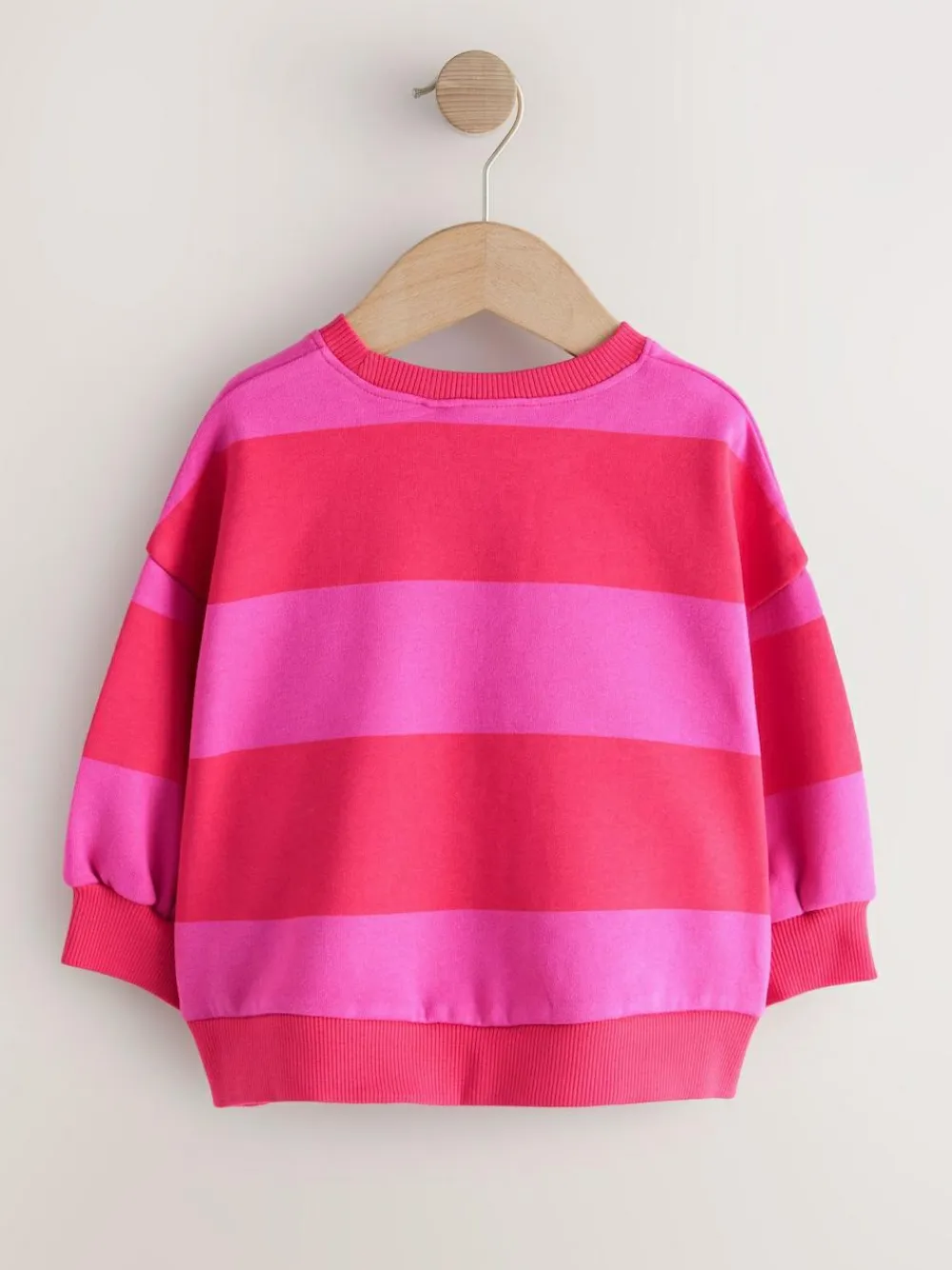 New Next Red/Pink Stripe Crew Neck Sweatshirt (3mths-7yrs)