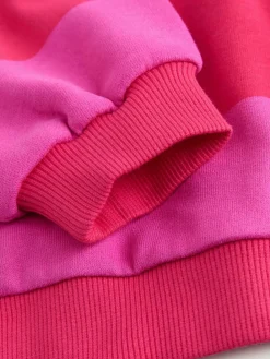 New Next Red/Pink Stripe Crew Neck Sweatshirt (3mths-7yrs)