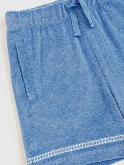 Sale Reiss Airforce Blue Chesley 3-9 yrs Towelling Brand-Embroidered Shorts
