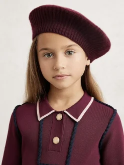 Clearance Reiss Berry Beatrice 9-12 yrs Wool Blend Rib Knit Beret With Cashmere