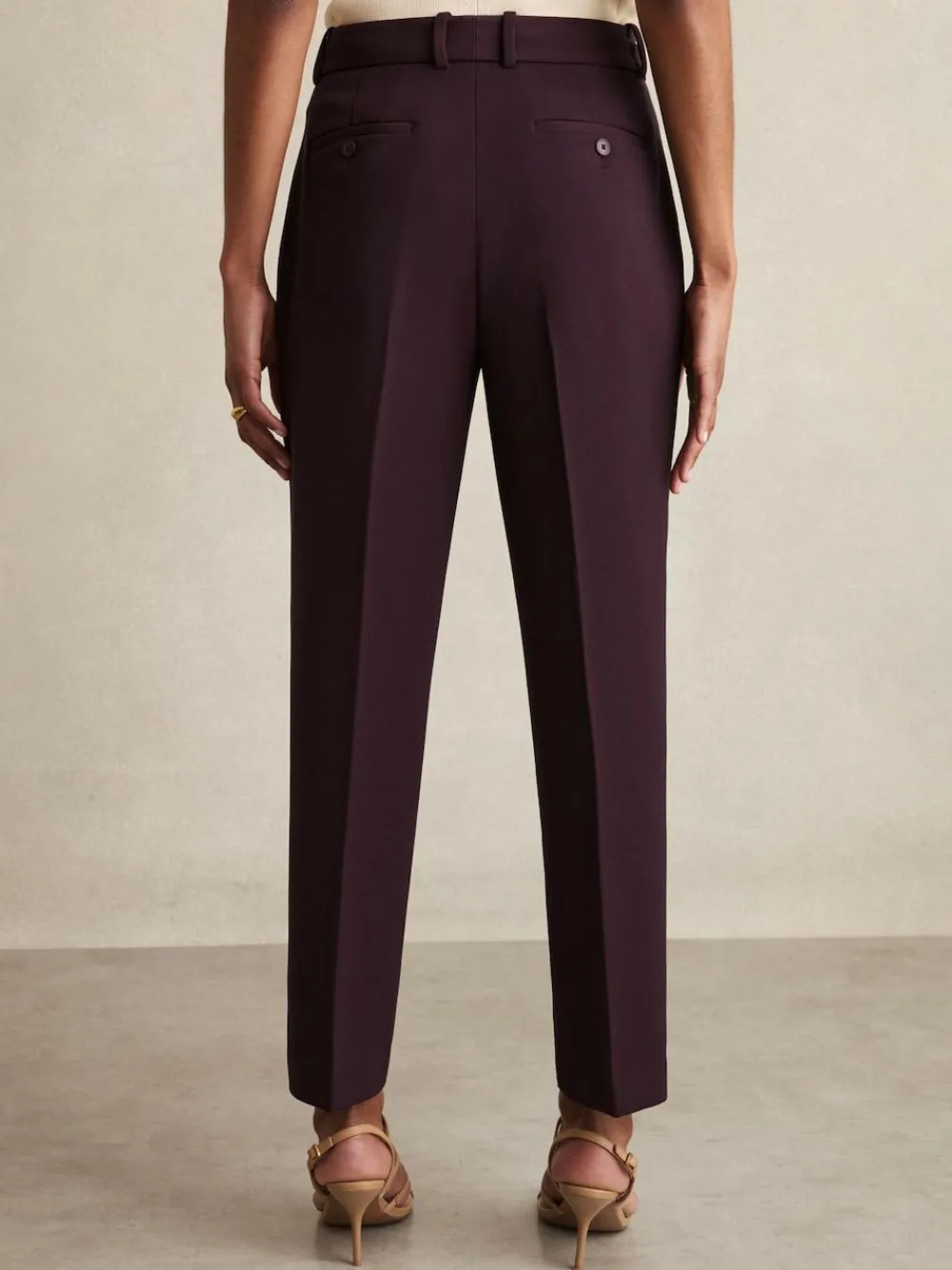 New Reiss Gabi Slim-Fit Suit Trousers Berry