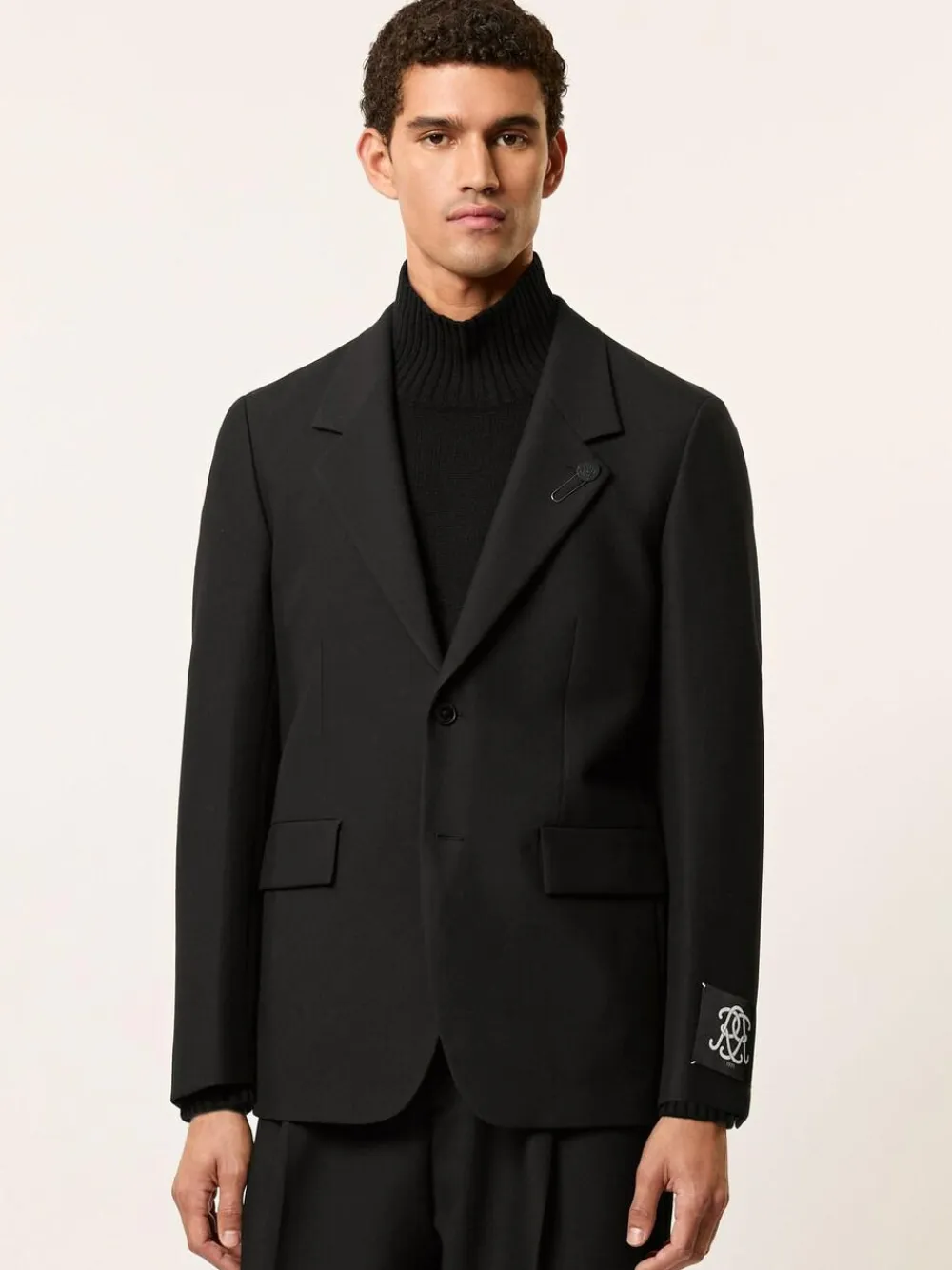 Reiss Black Arley Monogram Relaxed Single-Breasted Blazer^ Blazers & Formal Jackets|Occasionwear