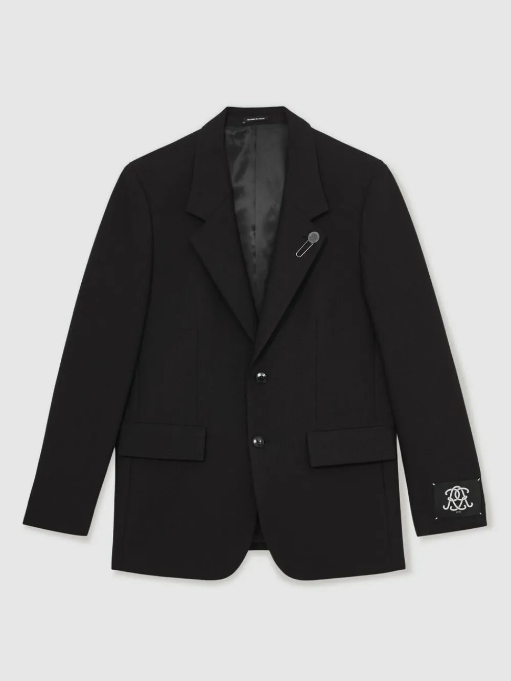 Reiss Black Arley Monogram Relaxed Single-Breasted Blazer^ Blazers & Formal Jackets|Occasionwear