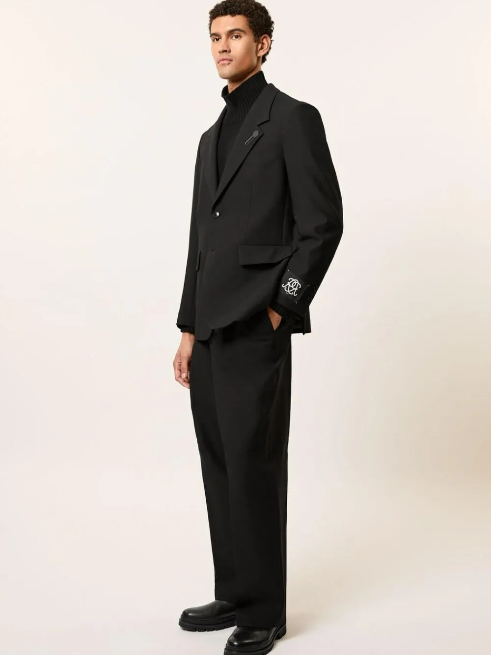 Reiss Black Arley Monogram Relaxed Single-Breasted Blazer^ Blazers & Formal Jackets|Occasionwear