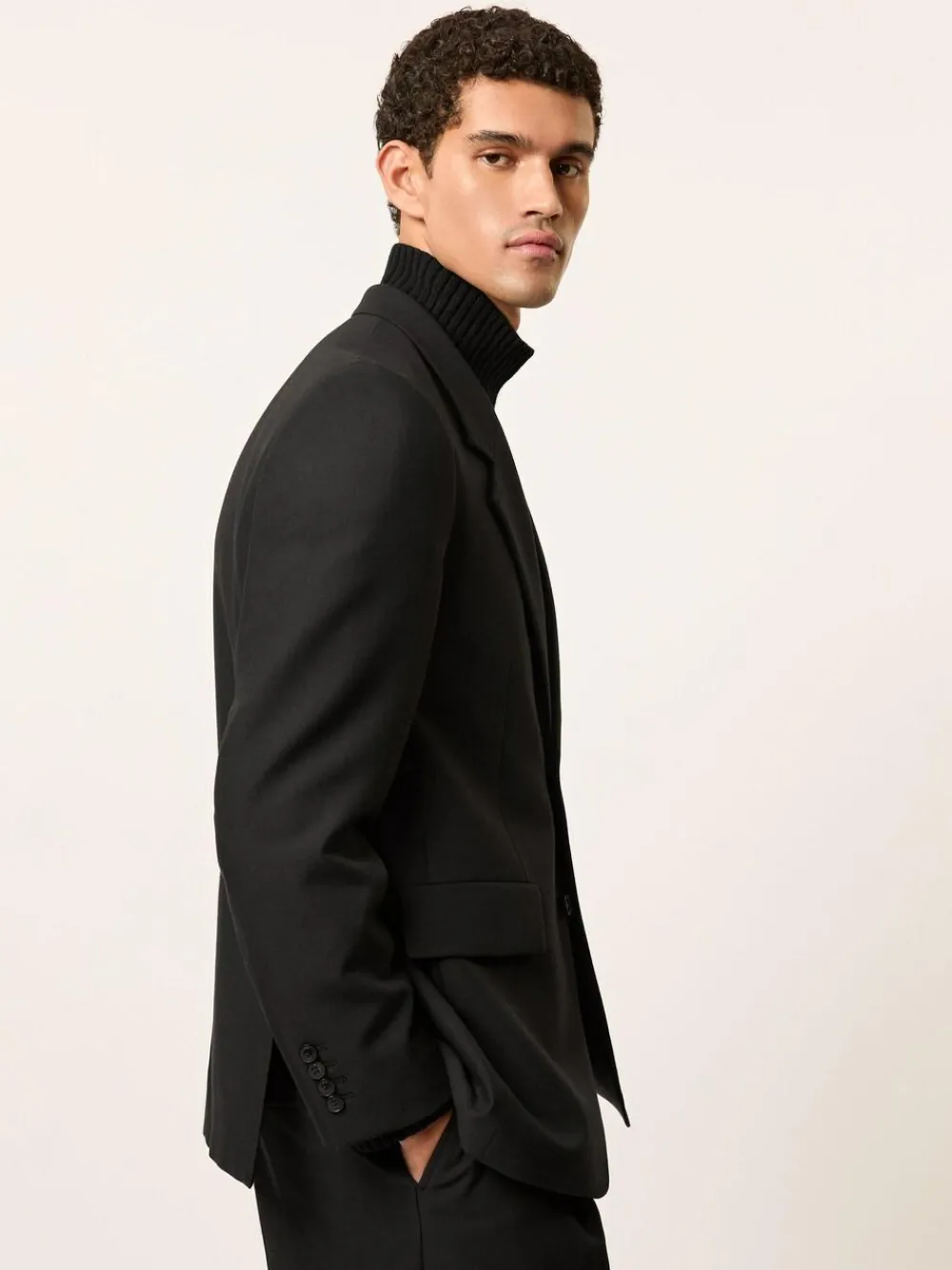 Reiss Black Arley Monogram Relaxed Single-Breasted Blazer^ Blazers & Formal Jackets|Occasionwear