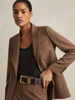 Reiss Brompton Leather Belt Black