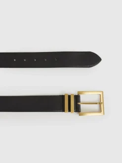 Reiss Brompton Leather Belt Black
