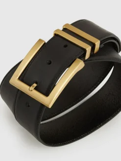 Reiss Brompton Leather Belt Black