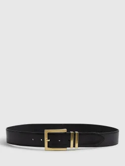 Reiss Brompton Leather Belt Black