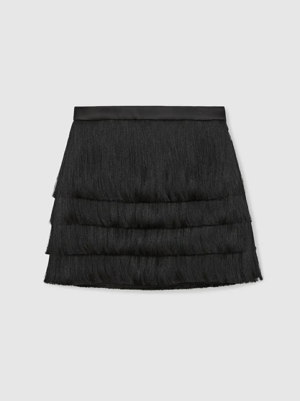 Discount Reiss Black Chloe Fringe Mini Skirt
