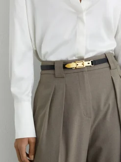 Reiss Black Cora Leather Buckle-Hardware Belt^Women Belts