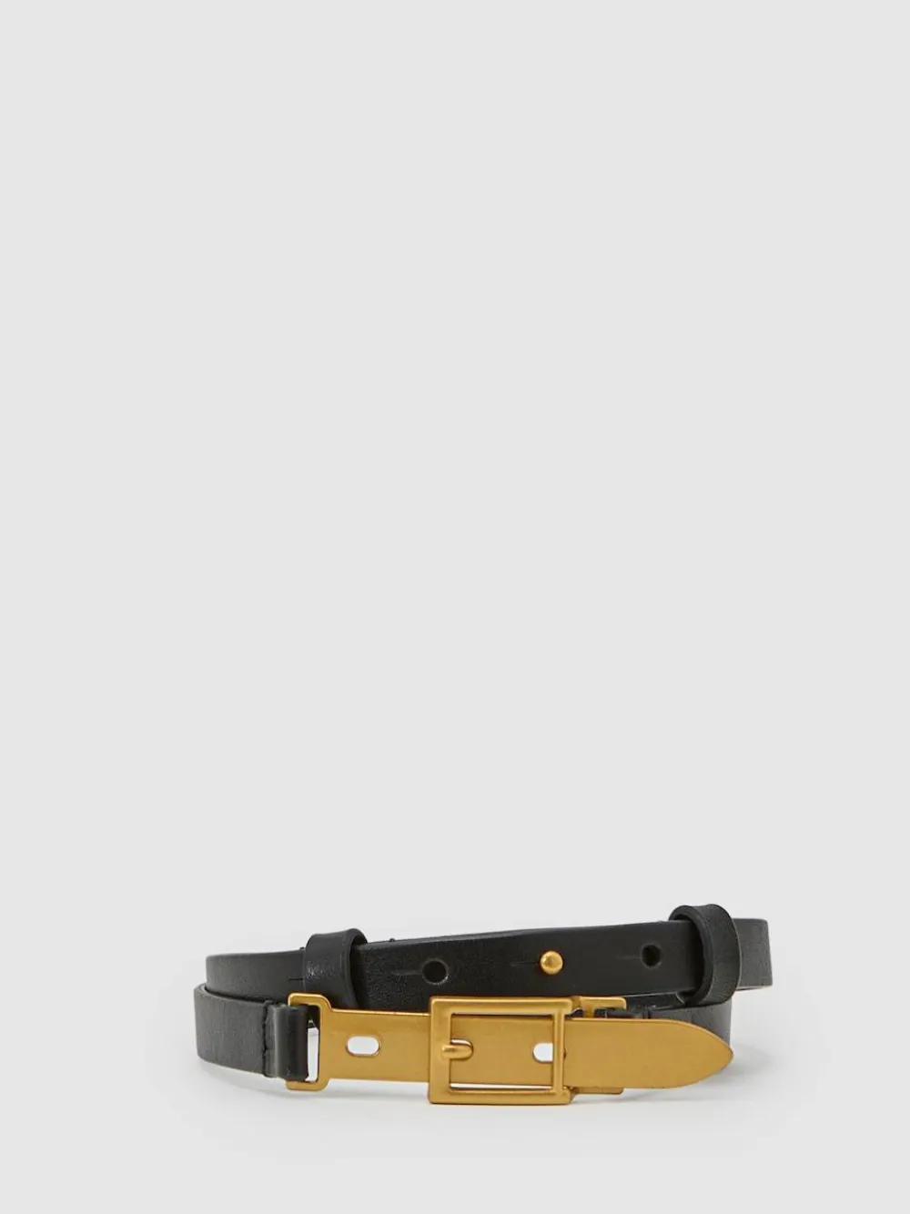 Reiss Black Cora Leather Buckle-Hardware Belt^Women Belts