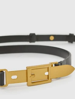 Reiss Black Cora Leather Buckle-Hardware Belt^Women Belts