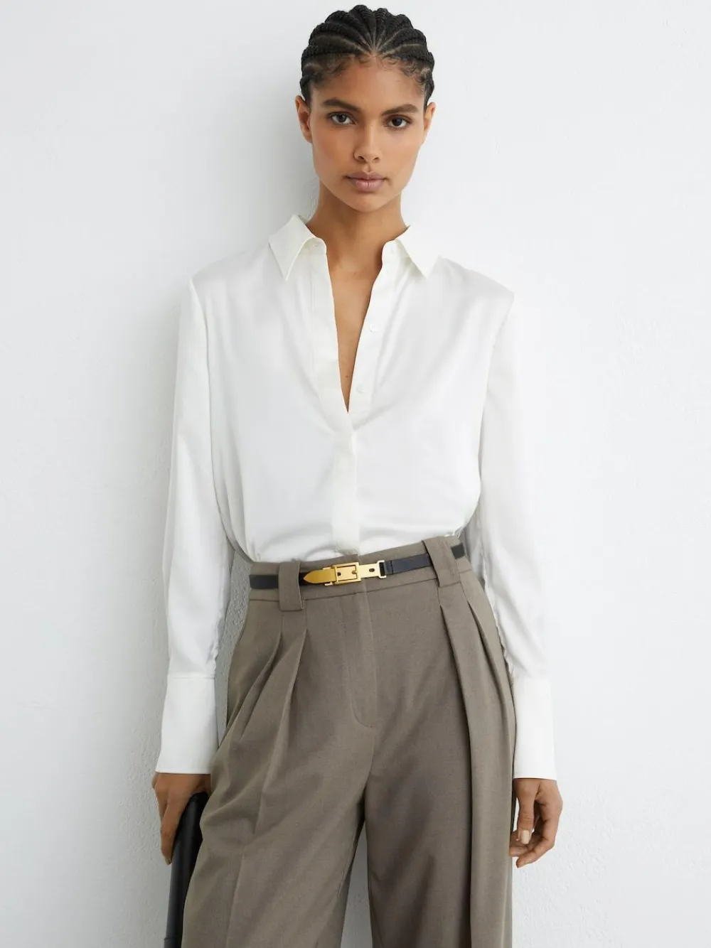 Reiss Black Cora Leather Buckle-Hardware Belt^Women Belts