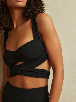 Online Reiss Black Cristina Wrap Design Bikini Top