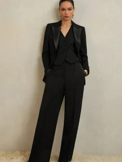 Reiss Black Della Atelier Single-Breasted Tuxedo Blazer^Women Suits & Tailoring