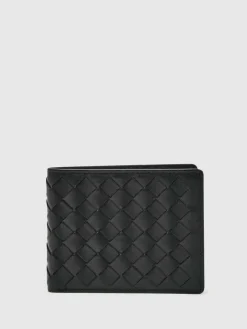 Hot Reiss Black Elton Leather Large Lattice-Effect Wallet