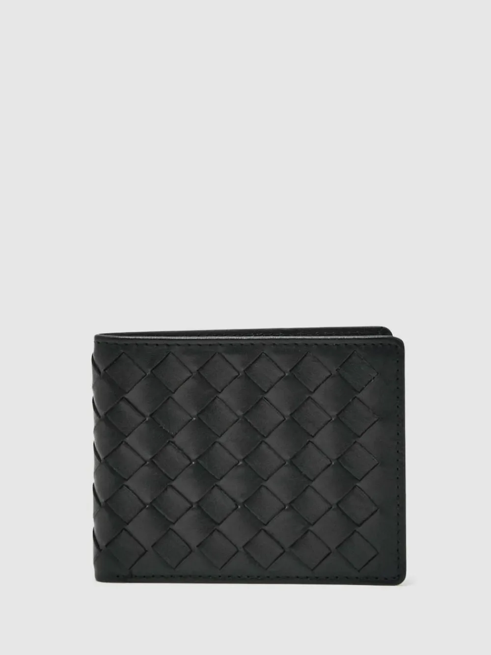 Hot Reiss Black Elton Leather Large Lattice-Effect Wallet