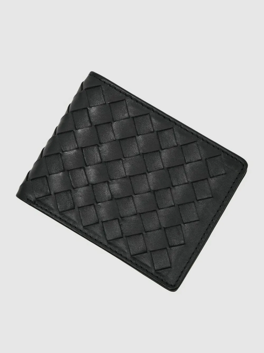 Hot Reiss Black Elton Leather Large Lattice-Effect Wallet