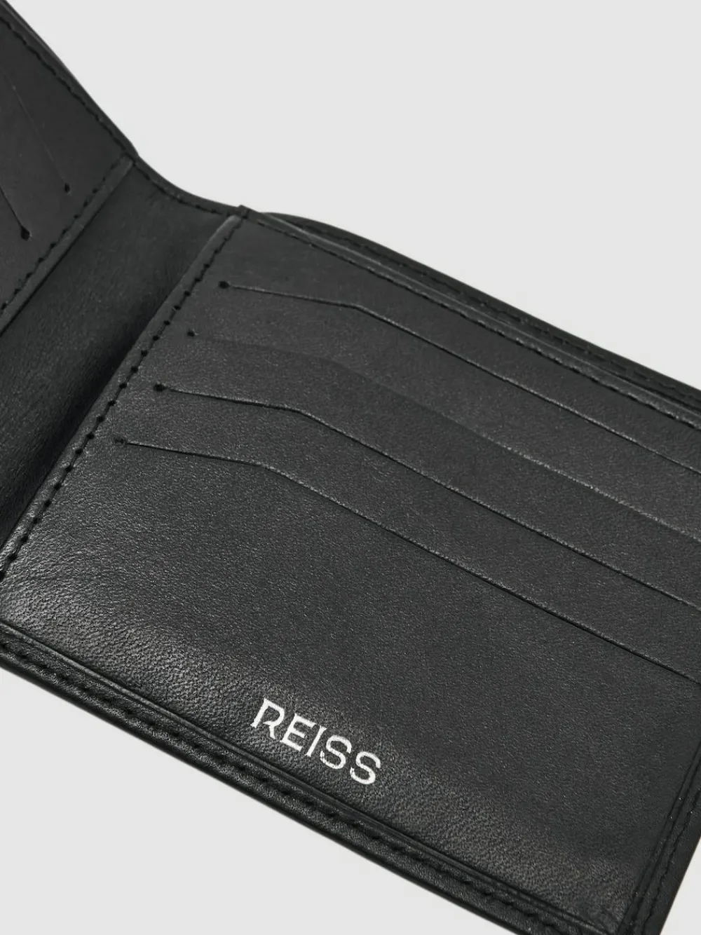 Hot Reiss Black Elton Leather Large Lattice-Effect Wallet