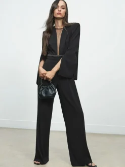 Best Reiss Evora Plunge-Neck Split-Sleeve Jumpsuit Black