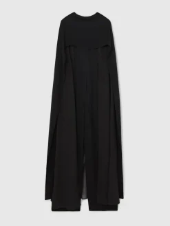 Best Reiss Farley Wide-Leg Cape Jumpsuit Black