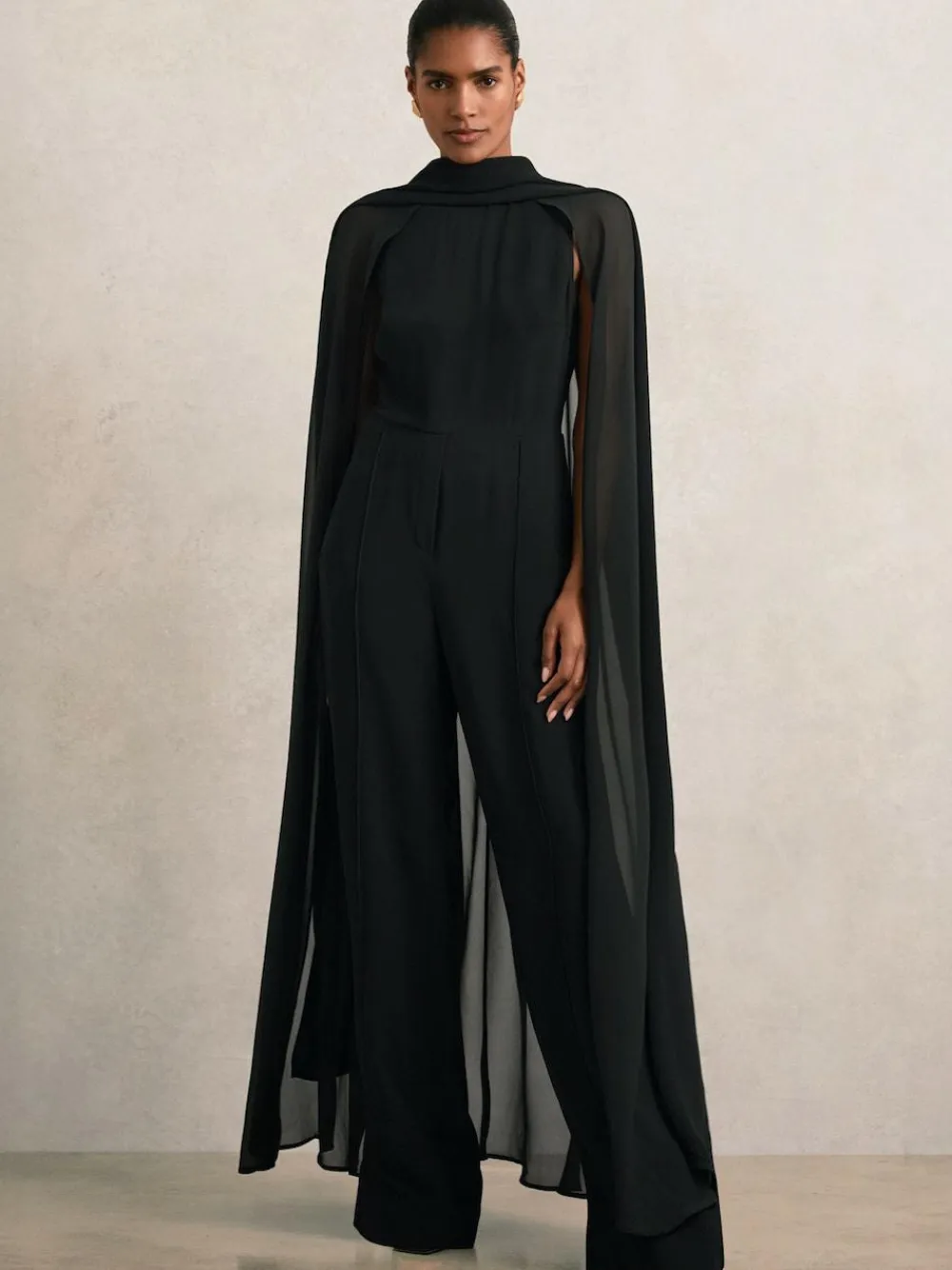 Best Reiss Farley Wide-Leg Cape Jumpsuit Black