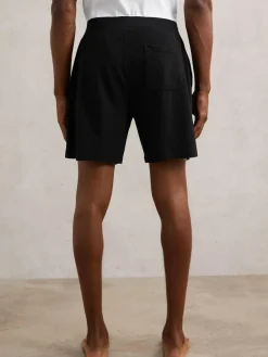 Sale Reiss Fleet Cotton Jersey Logo-Waistband Shorts with Stretch Black